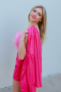 Hot Pink Satin Blazer Jacket