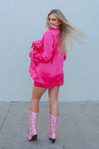 Hot Pink Satin Blazer Jacket