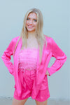 Hot Pink Satin Blazer Jacket