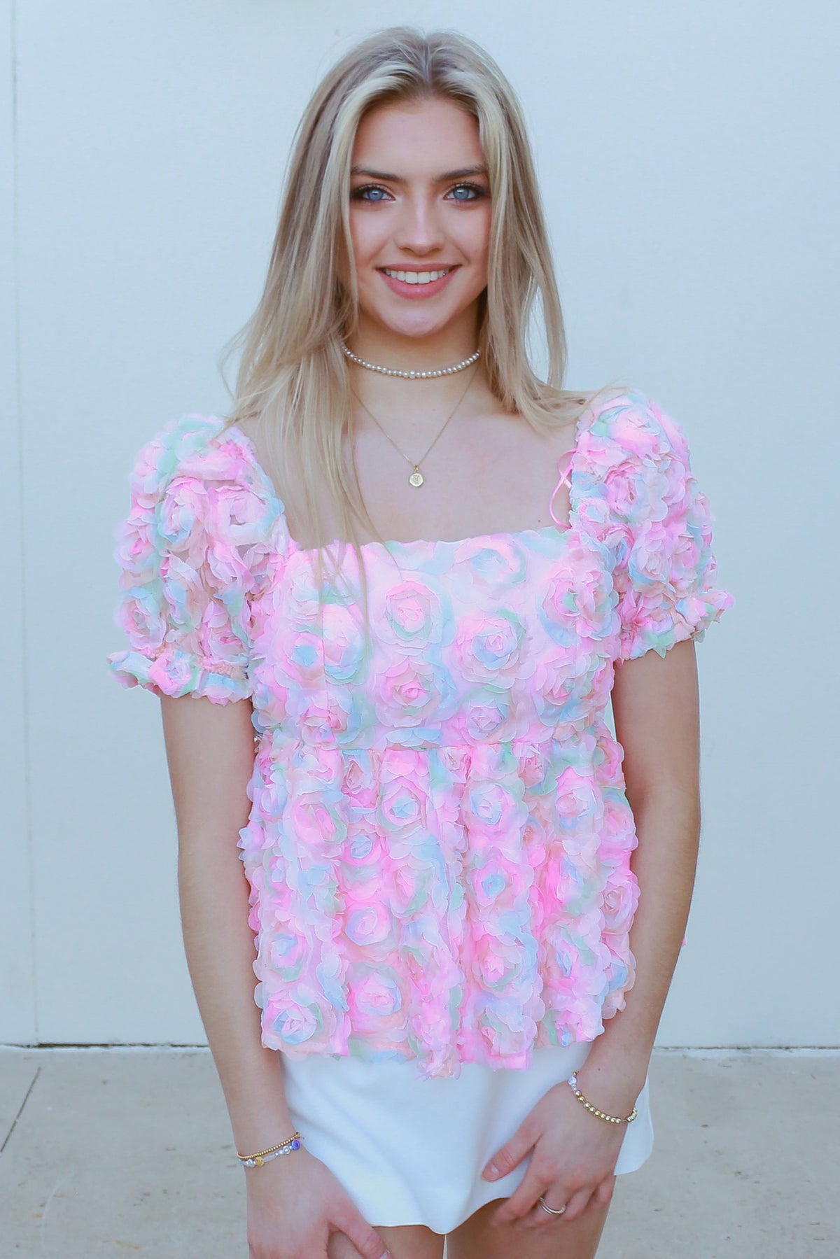 Multi Color Floral Baby Doll Top