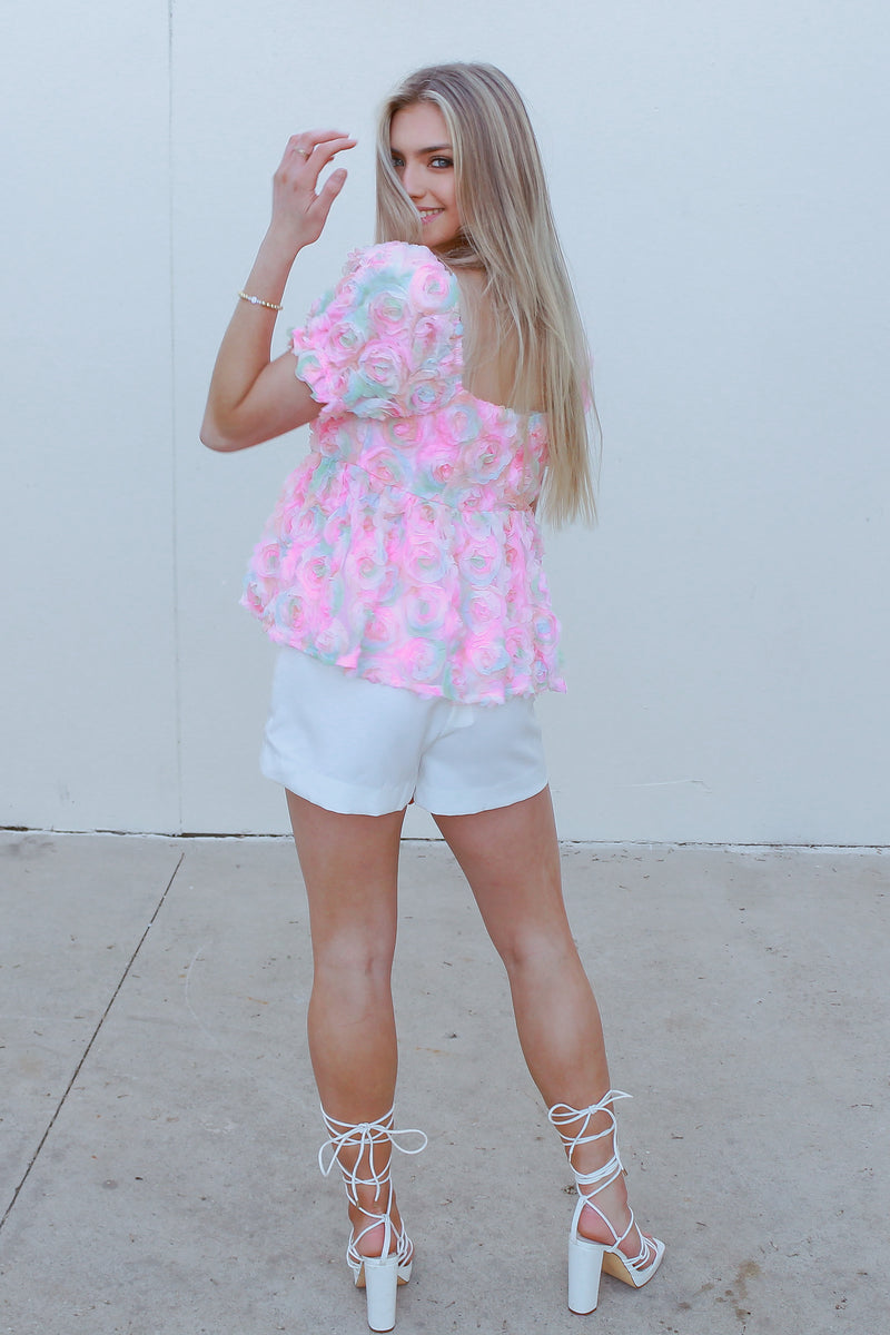 Multi Color Floral Baby Doll Top
