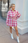 Pink and White Flannel Top