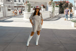 Cream Floral Puff Sleeve Dress