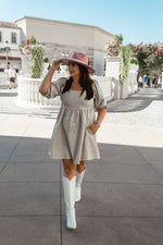 Cream Floral Puff Sleeve Dress