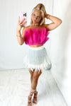 White Glitter Feather Fringe Skirt