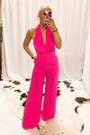 Hot Pink Halter Neck Jumpsuit