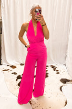 Hot Pink Halter Neck Jumpsuit