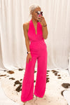 Hot Pink Halter Neck Jumpsuit