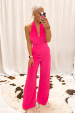 Hot Pink Halter Neck Jumpsuit