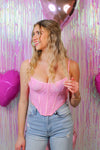 Pink Lace Corset Crop Top