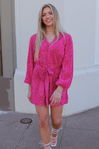 Pink Sequin Velvet Tie Dress