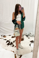 Green Sequin Button Down Blouse