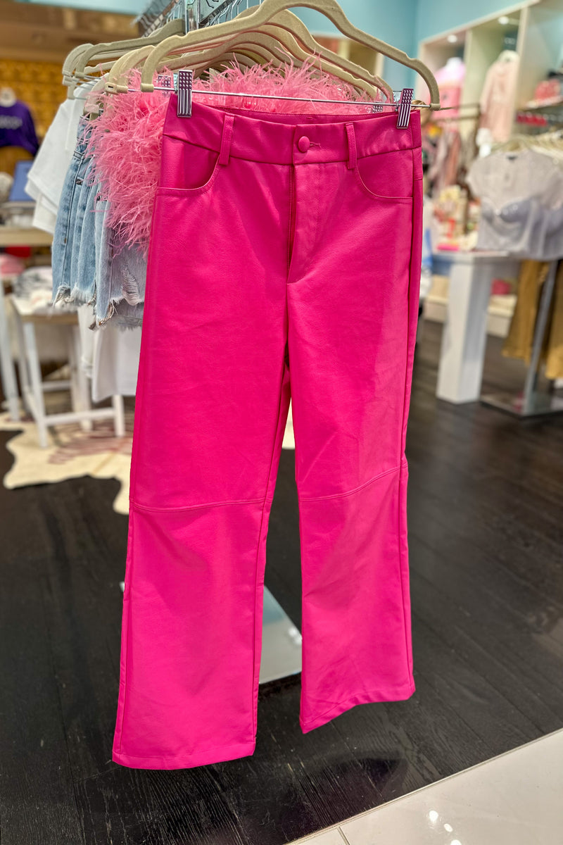 Pink Pleather Straight Leg Pants