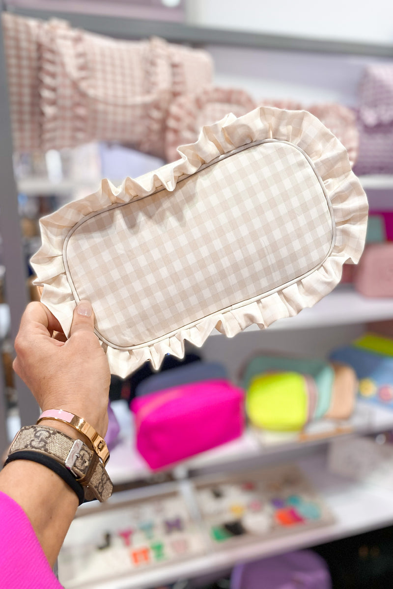 Cream Gingham  Large Nylon Bag