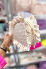Cream Gingham  Large Nylon Bag