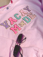 Pink Vacay Mode Letter Patch Crewneck