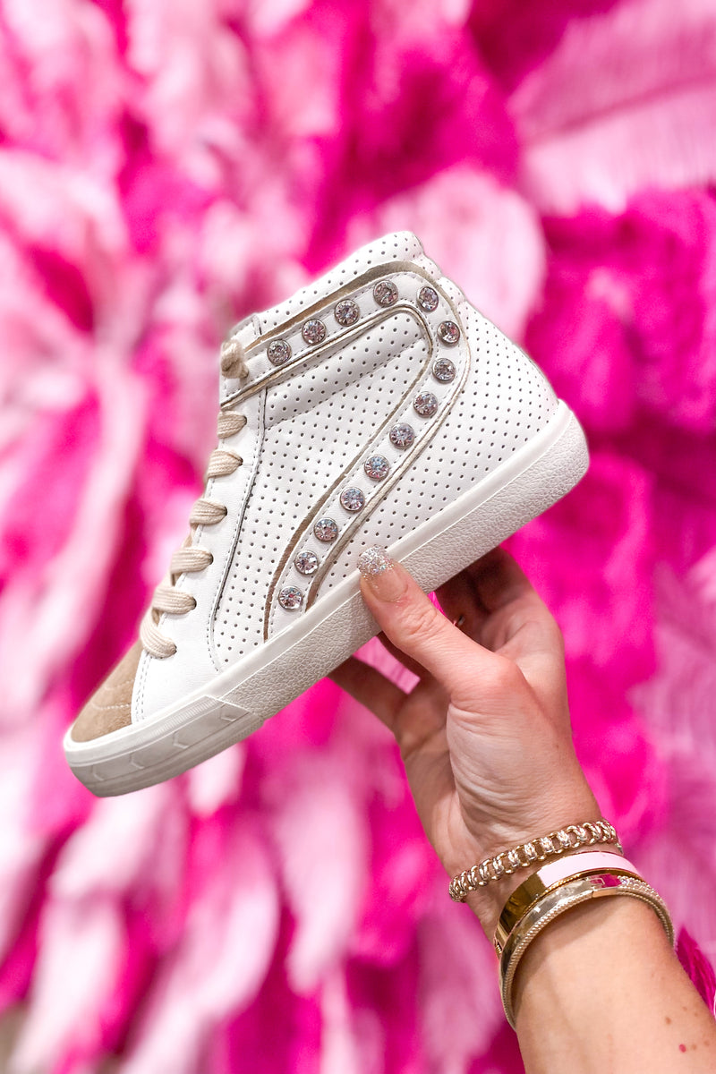 Excel VH Ivory Rhinestone High Top Sneaker