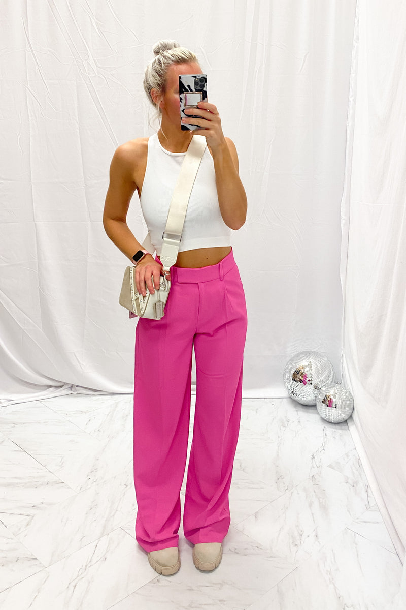 Hot Pink Wide Leg Trousers