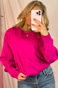 Hot Pink Flower Embroidery Sweater