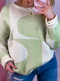 Green Abstract Pattern Sweater