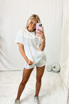 White Fringe Short Sleeve Top