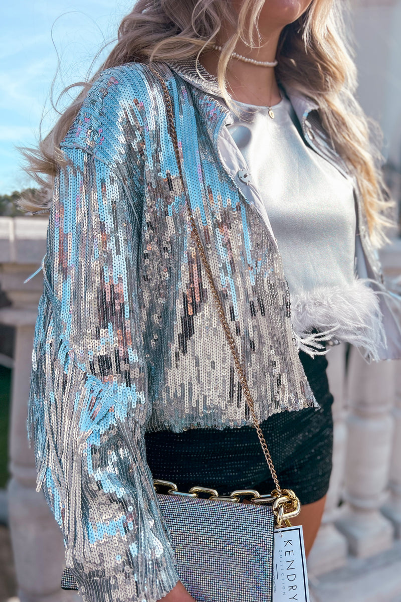 Silver Sequin Fringe Jacket