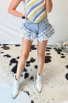 Ruffle Denim Shorts