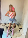 Pink Striped Knit Crop Top