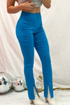 Blue Front Slit Pants
