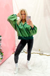 Dark Green Button Up Collared Sweatshirt
