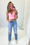 Pink Collared Polo Tank Top