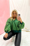 Dark Green Button Up Collared Sweatshirt