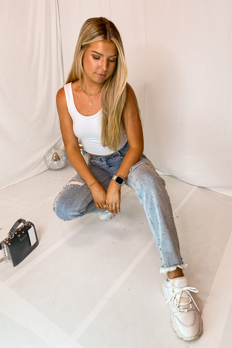 White Wave Panel Tank Top