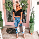 Kayla High Waisted Distressed Girlfriend Jeans - Medium Wash