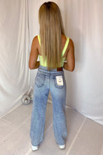 Lime Green Ribbed Knit Wire Detail Bodysuit