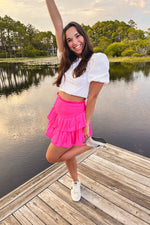 Hot Pink Smocked Ruffle Skort