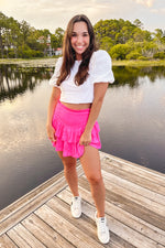 Hot Pink Smocked Ruffle Skort