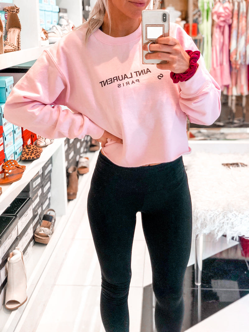Aint Laurent Cropped Pullover - Baby Pink
