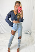 Checkered Bell Sleeve Button Down Strap Top