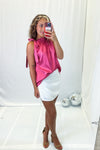 Pink leopard Satin Halter Neck Tie Tank Top
