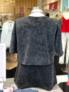 Charcoal Acid Wash Rhinestone Two Piece Set *RESTOCK*