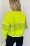Lime Green Long Sleeve Fringe Sweatshirt