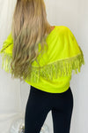 Lime Green Long Sleeve Fringe Sweatshirt