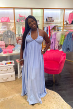 Light Blue Halter Neck Maxi Dress