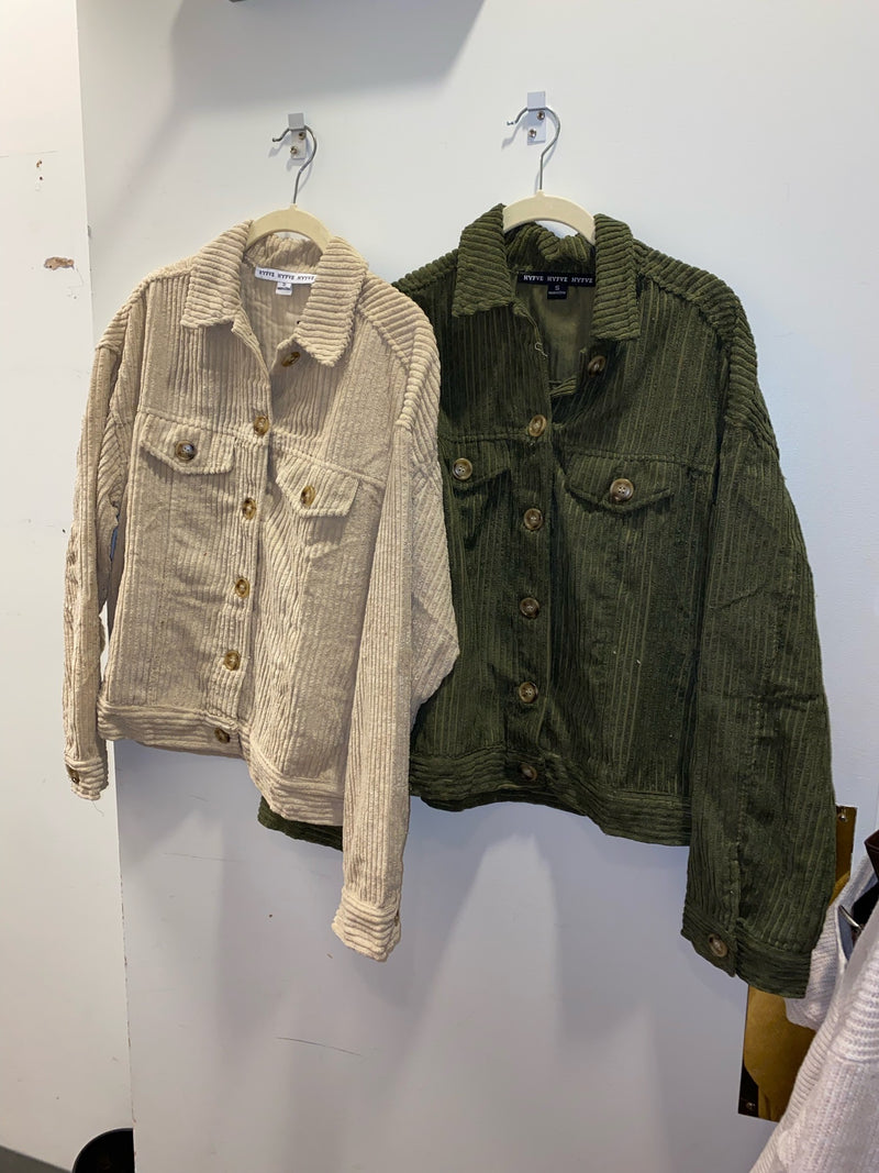 Beige Corduroy Button Down Jacket
