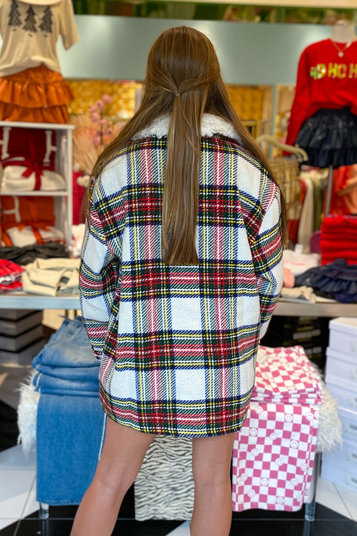 Multi Color Plaid Sherpa Collar Shacket