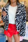 Zebra Print Fur Jacket