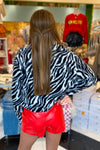 Zebra Print Fur Jacket