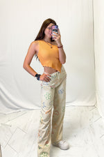 Orange One Shoulder Textured Cropped Tank Top