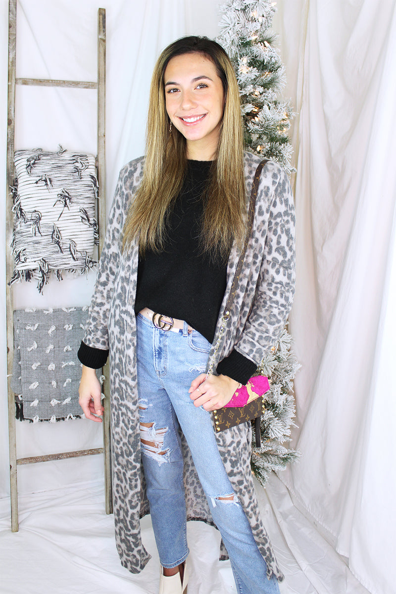 Leopard Brushed Knit Cardigan